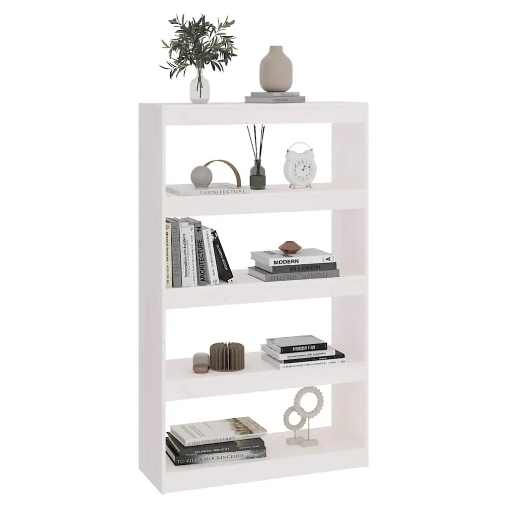 Book Cabinet Room Divider White Solid Pine Wood 80x30x135.5cm