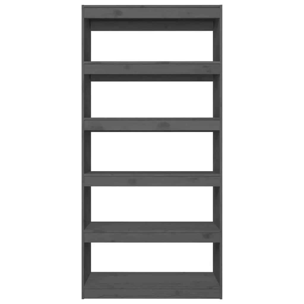 Book Cabinet Room Divider Grey Solid Pine Wood 80x30x167.4 cm