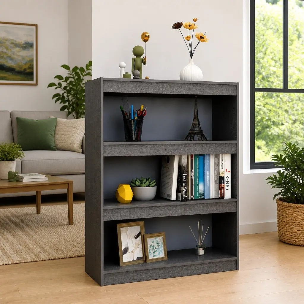 Wooden Book Cabinet Room Divider Grey 100W x 30D x 103H cm