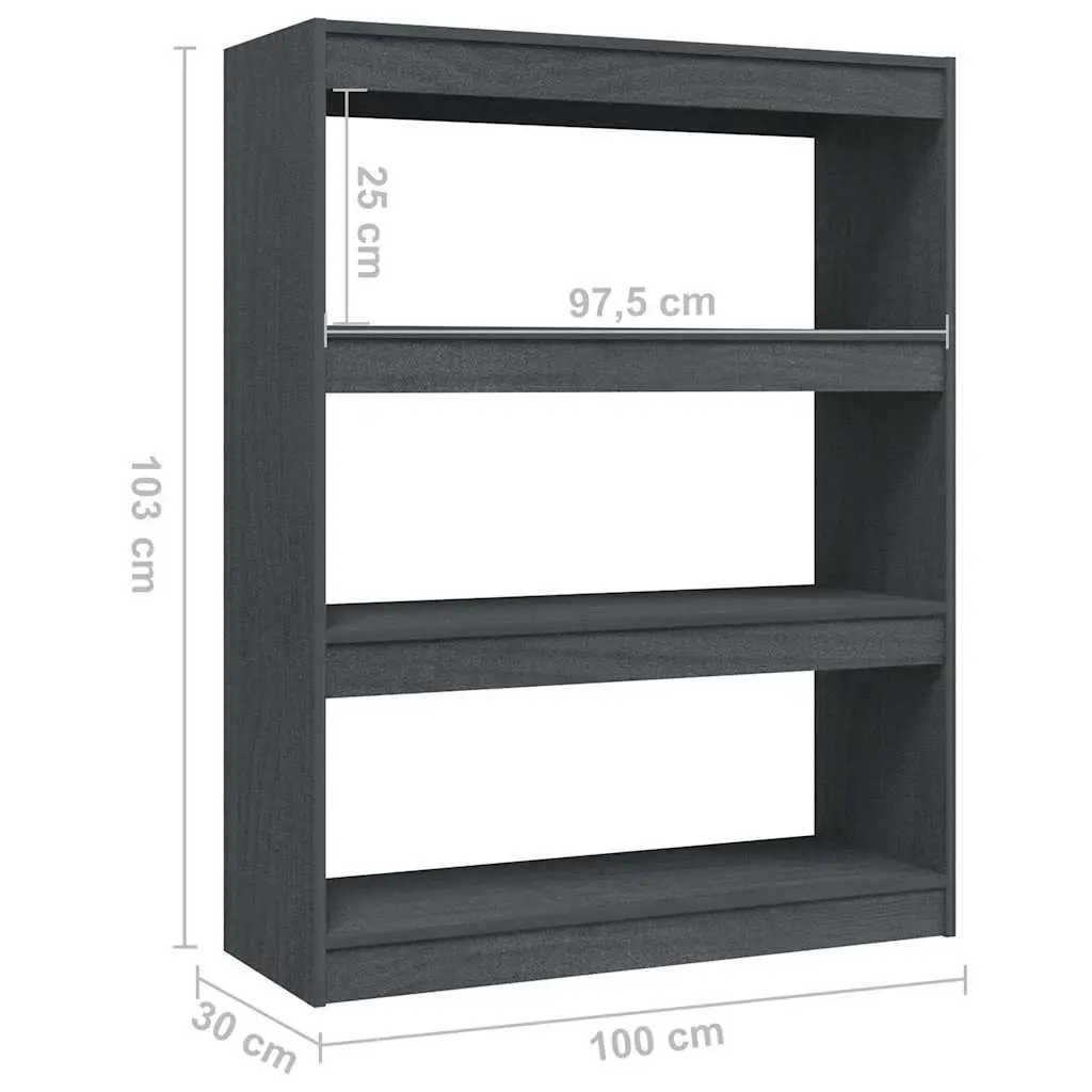 Wooden Book Cabinet Room Divider Grey 100W x 30D x 103H cm