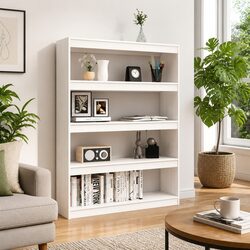 Create Your Perfect Space with a White Wooden Book Cabinet 100x30x135.5cm