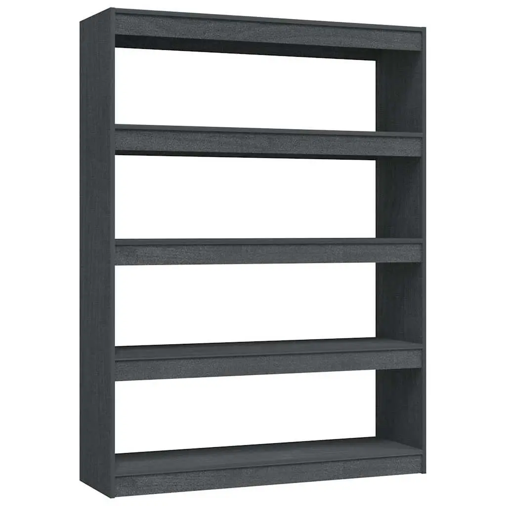 Book Cabinet Room Divider Grey Solid Pinewood 100x30x135.5 cm