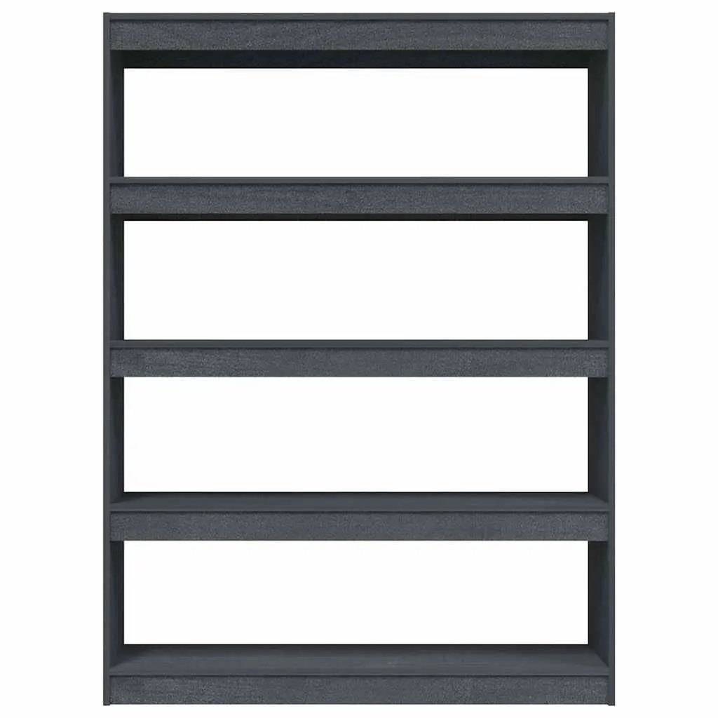 Book Cabinet Room Divider Grey Solid Pinewood 100x30x135.5 cm