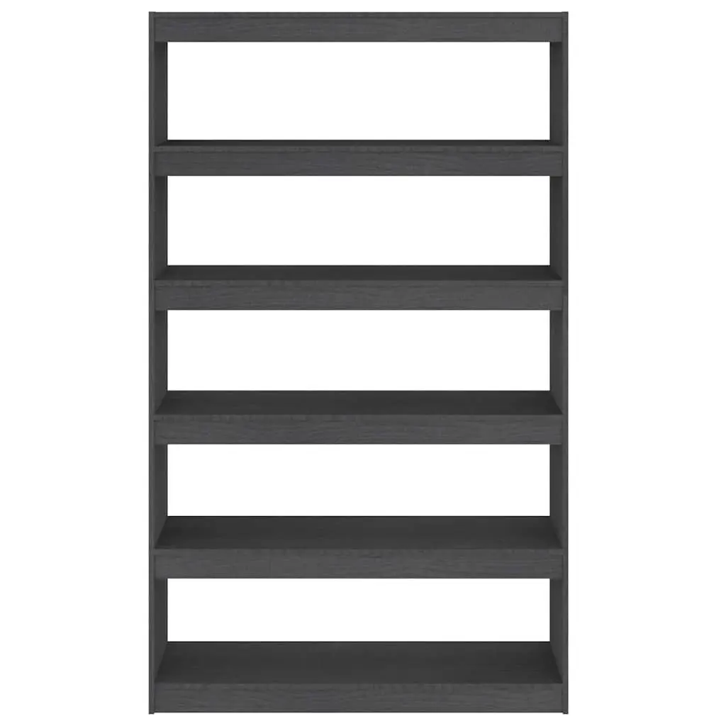 Book Cabinet Room Divider Grey Solid Pinewood Storage Shelf 100x30x167.5 cm