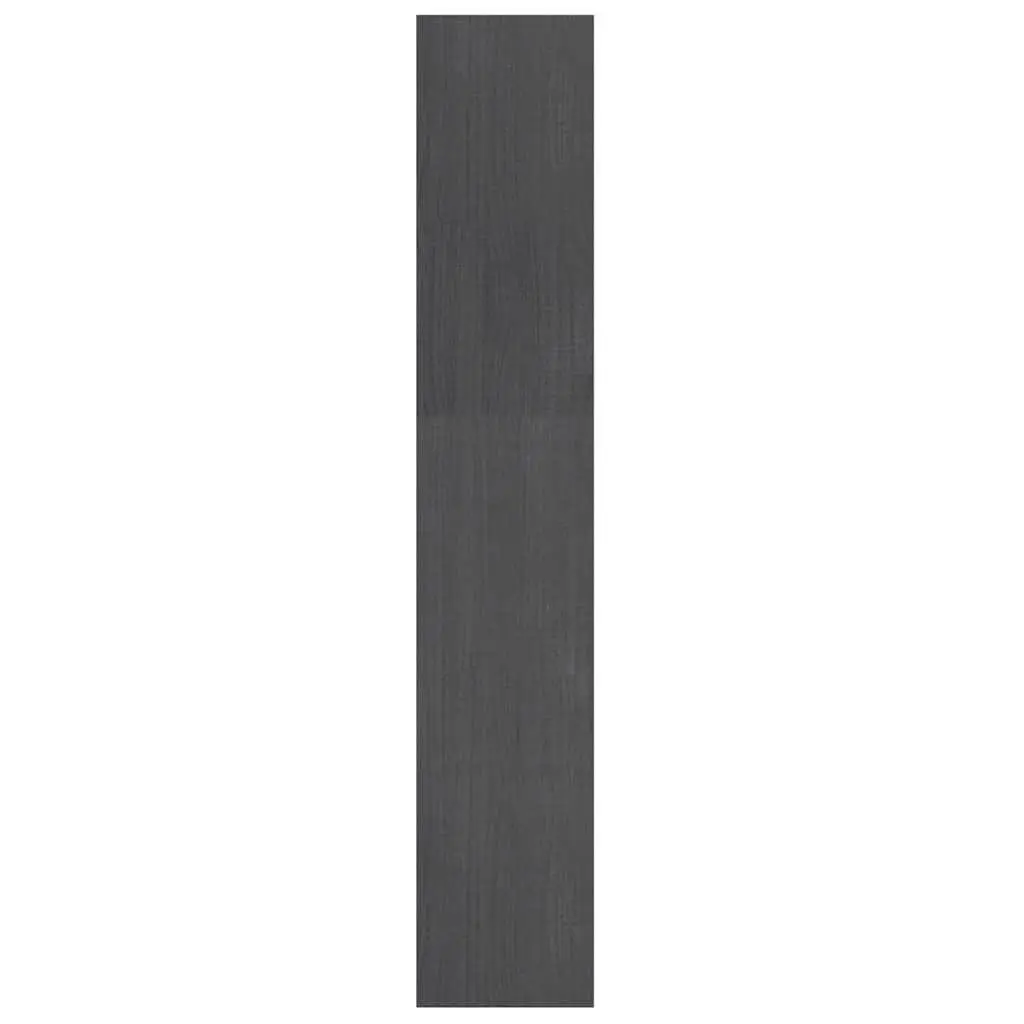 Book Cabinet Room Divider Grey Solid Pinewood Storage Shelf 100x30x167.5 cm