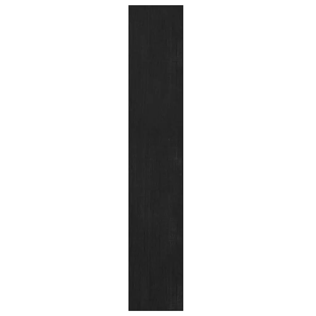 Book Cabinet Room Divider Black Solid Pinewood Bookshelf Standing Storage