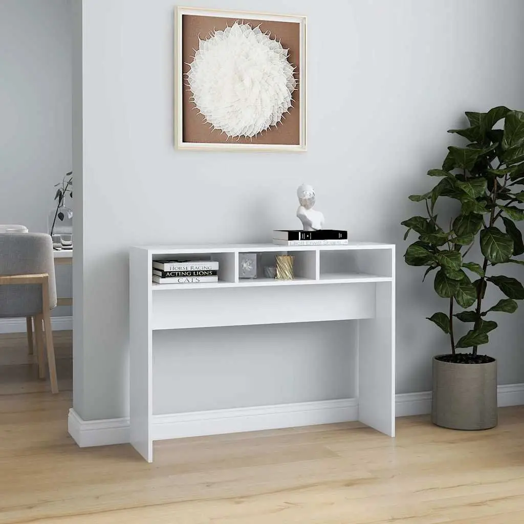 Console Table White Hallway Entryway Side Table Engineered Wood 105x30x80cm