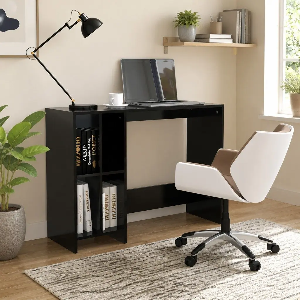 Notebook Desk Black Compact Office Workstation 102.5 x 35 x 75 cm