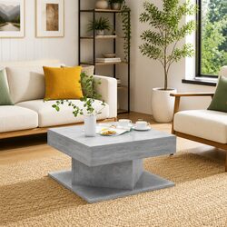 Coffee Table Grey Concrete 57x57x30 cm Engineered Wood Accent Side Storage