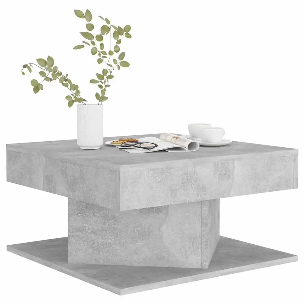 Coffee Table Engineered Wood Accent Grey Concrete Effect 57x57x30 cm with Side Storage