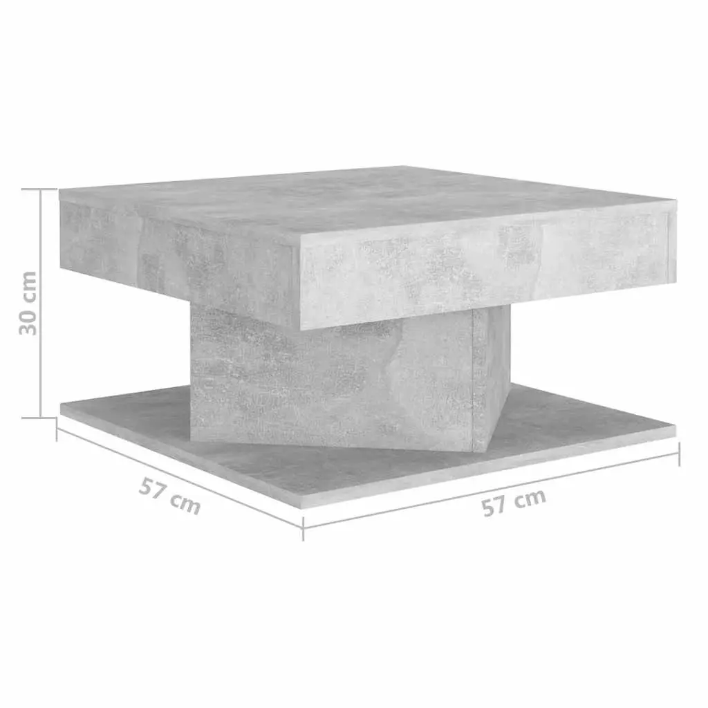 Coffee Table Engineered Wood Accent Grey Concrete Effect 57x57x30 cm with Side Storage