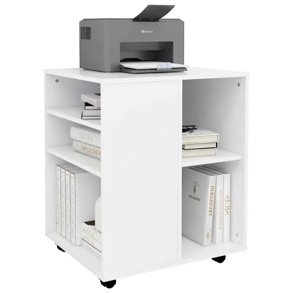 Rolling Storage Cabinet White Modern Engineered Wood Desk Organizer with