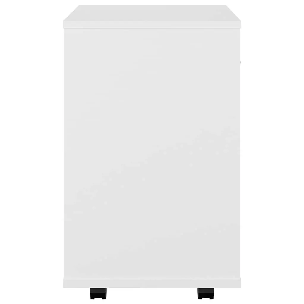Rolling Storage Cabinet Mobile White Engineered Wood 46W x 36D x 59H cm