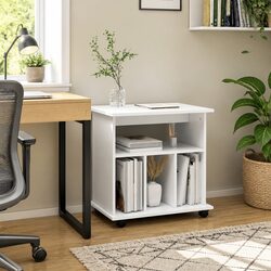 Friendly White Rolling Storage Cabinet for Your Workspace