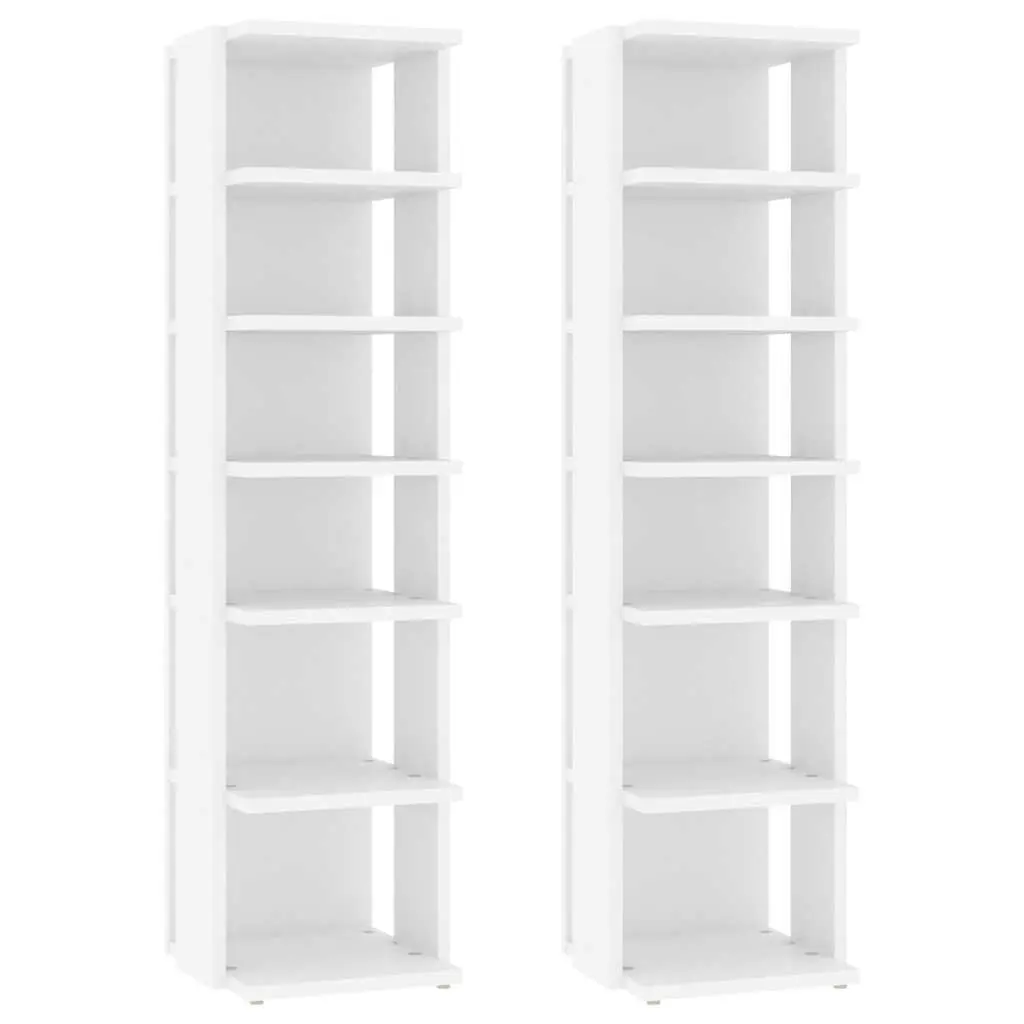 Shoe Cabinet 27.5x27x102cm White Storage Organiser 6 Shelves Narrow Corner