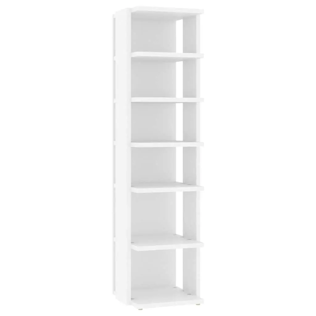 Shoe Cabinet 27.5x27x102cm White Storage Organiser 6 Shelves Narrow Corner