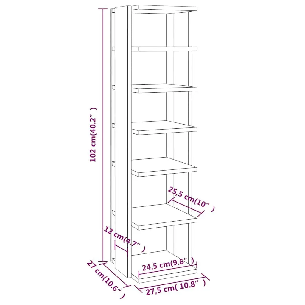 Shoe Cabinet 27.5x27x102cm White Storage Organiser 6 Shelves Narrow Corner