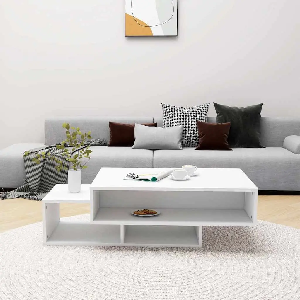 Coffee Table White Storage Compartments 105 x 55 x 32 cm
