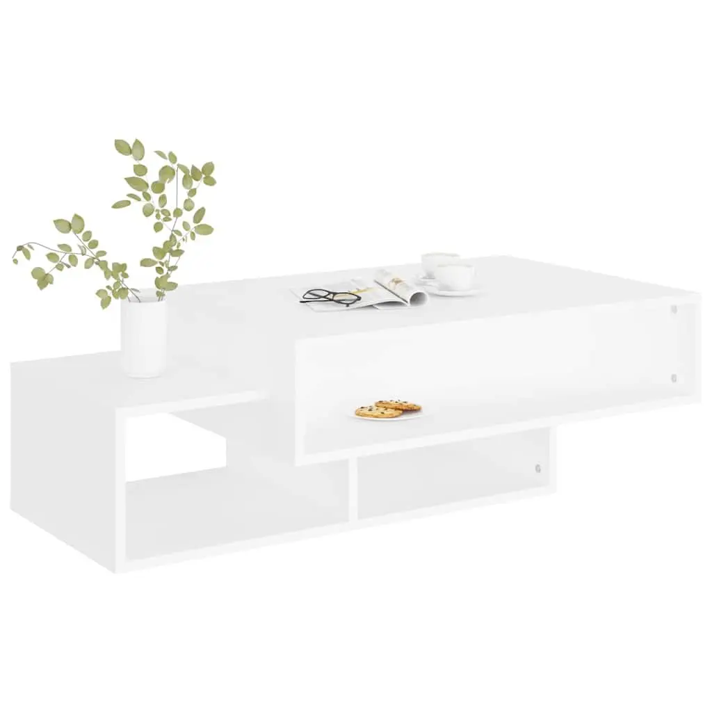 Coffee Table White Storage Compartments 105 x 55 x 32 cm
