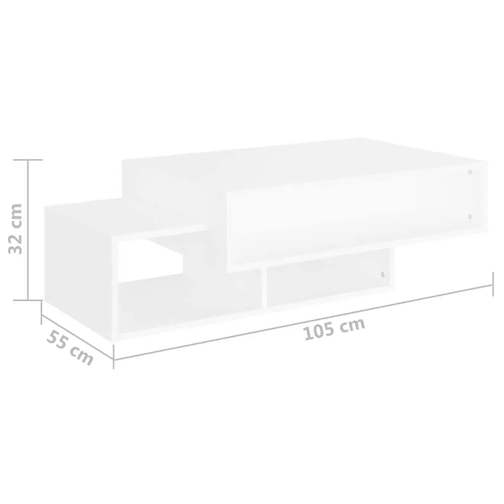 Coffee Table White Storage Compartments 105 x 55 x 32 cm