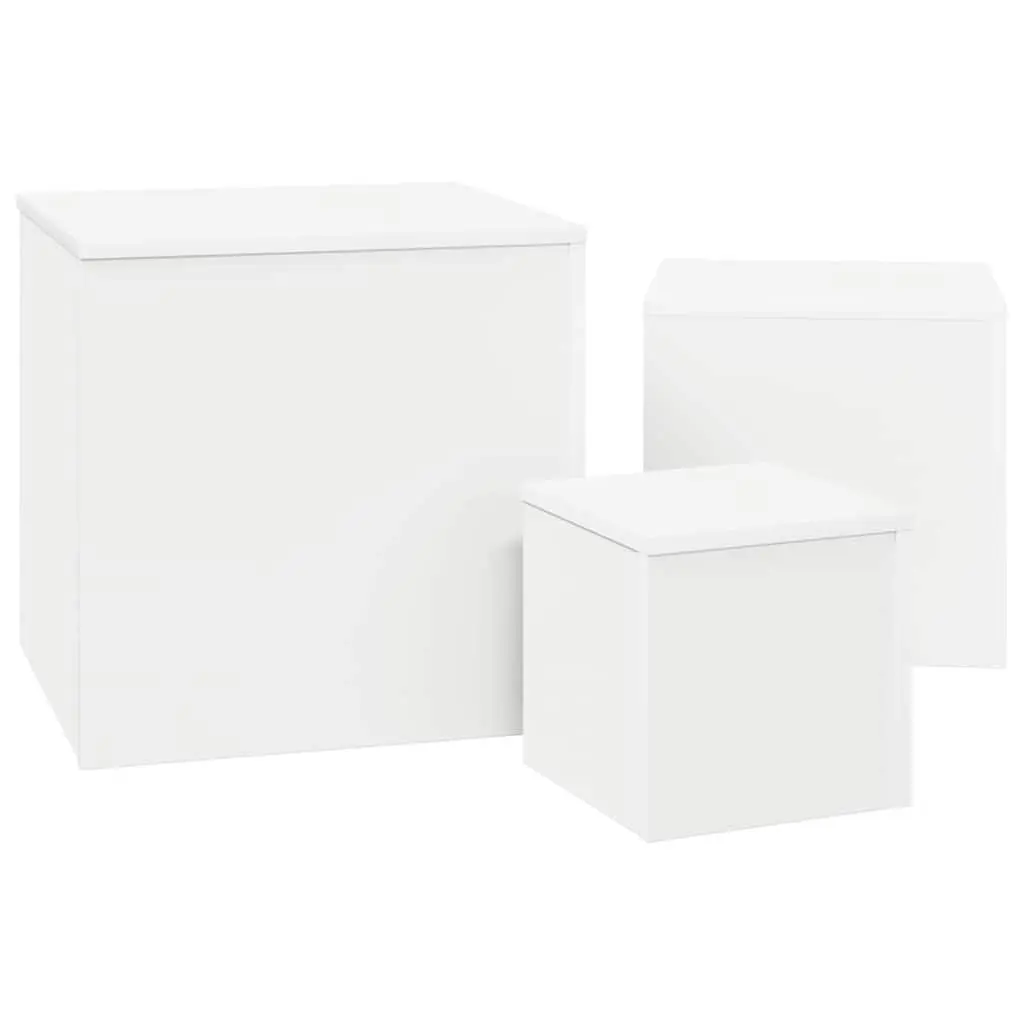 End Tables Set of 3 White Accent Side Tables for Living Room Bedroom Sofa Plant