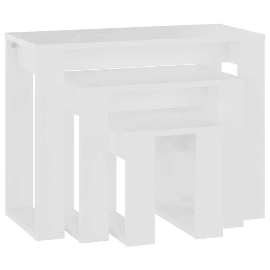 Nesting Tables Space Saving 3 Piece Set White