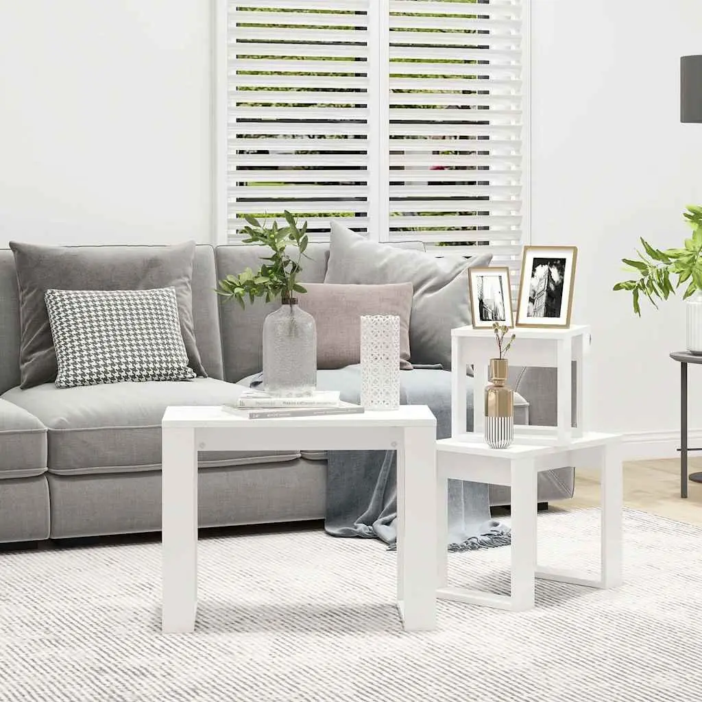 Nesting Tables Space Saving 3 Piece Set White