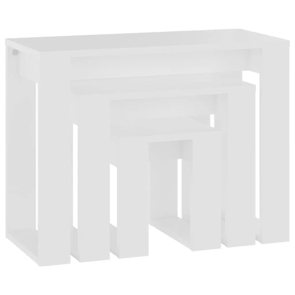 Nesting Tables Space Saving 3 Piece Set White