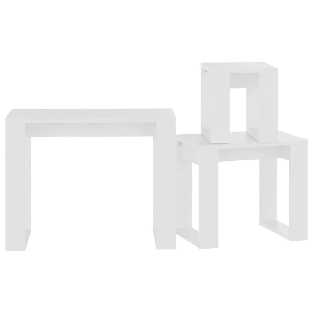 Nesting Tables Space Saving 3 Piece Set White