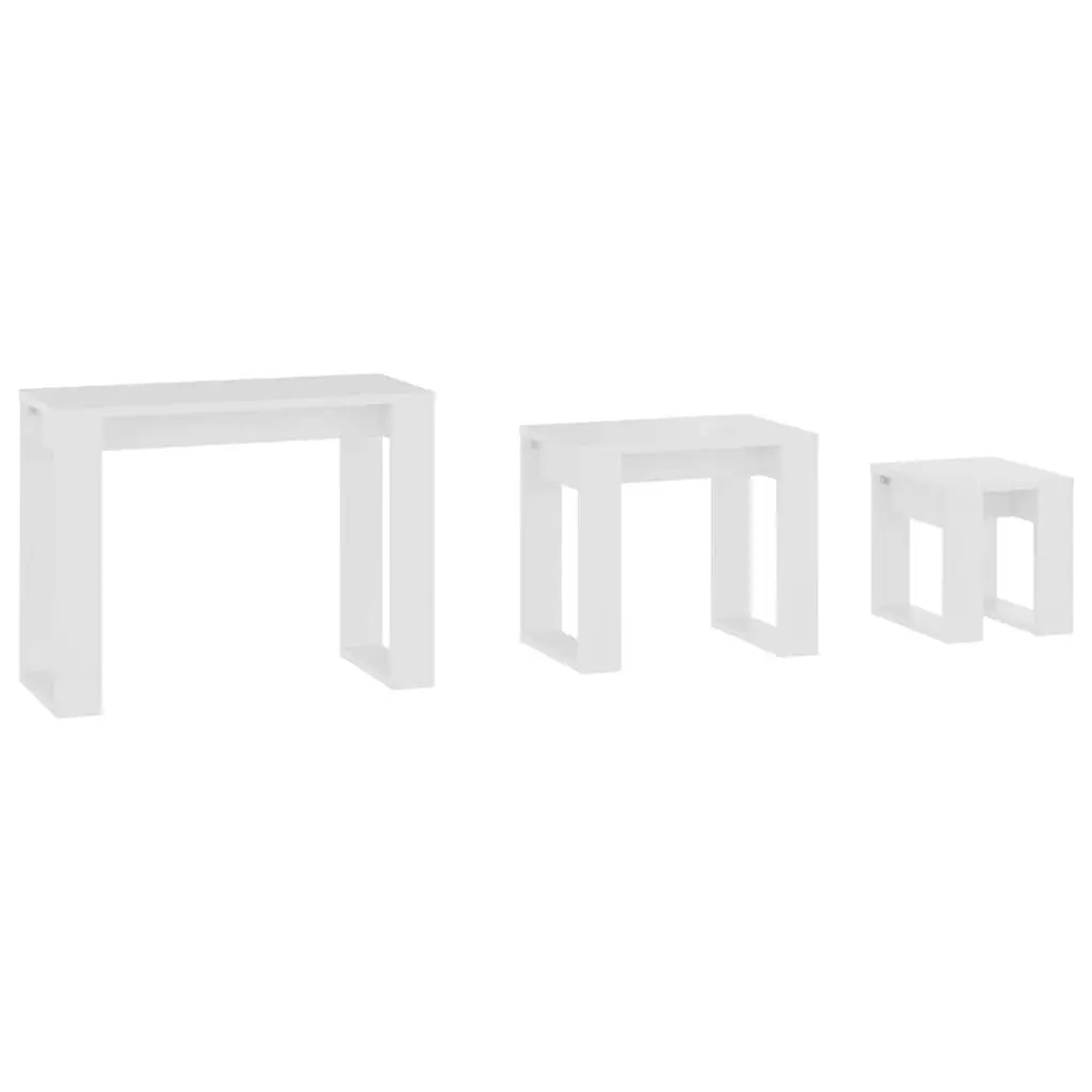 Nesting Tables Space Saving 3 Piece Set White
