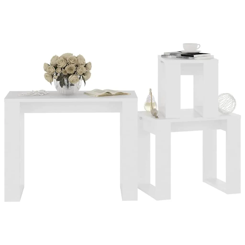 Nesting Tables Space Saving 3 Piece Set White