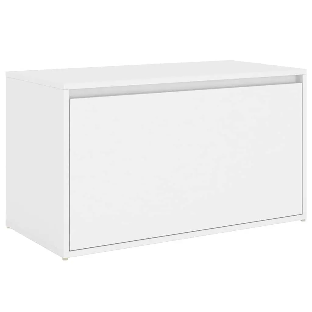 Hall Storage Bench White Engineered Wood Easy-Sliding Drawer 80 x 40 x 45 cm
