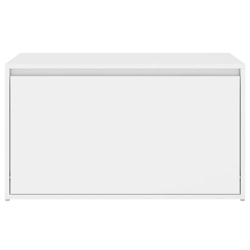 Hall Storage Bench White Engineered Wood Easy-Sliding Drawer 80 x 40 x 45 cm