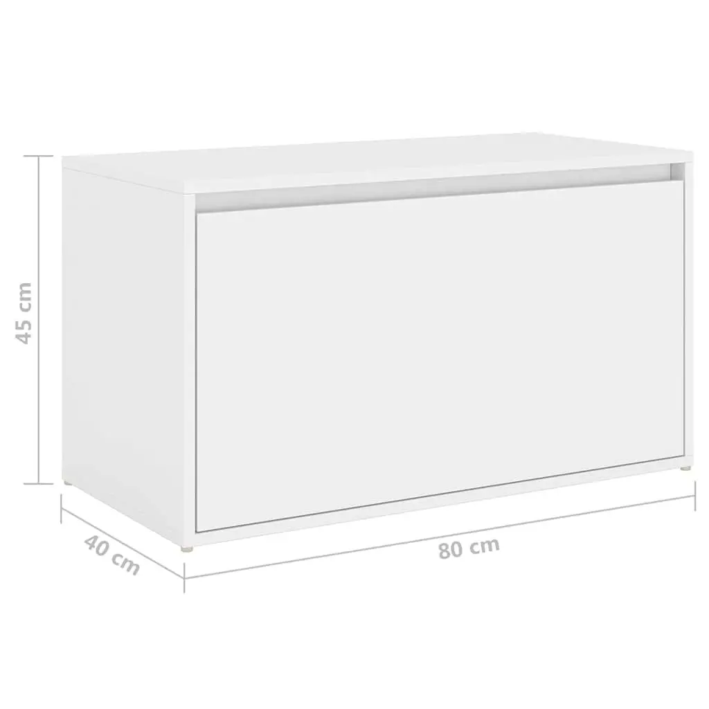 Hall Storage Bench White Engineered Wood Easy-Sliding Drawer 80 x 40 x 45 cm