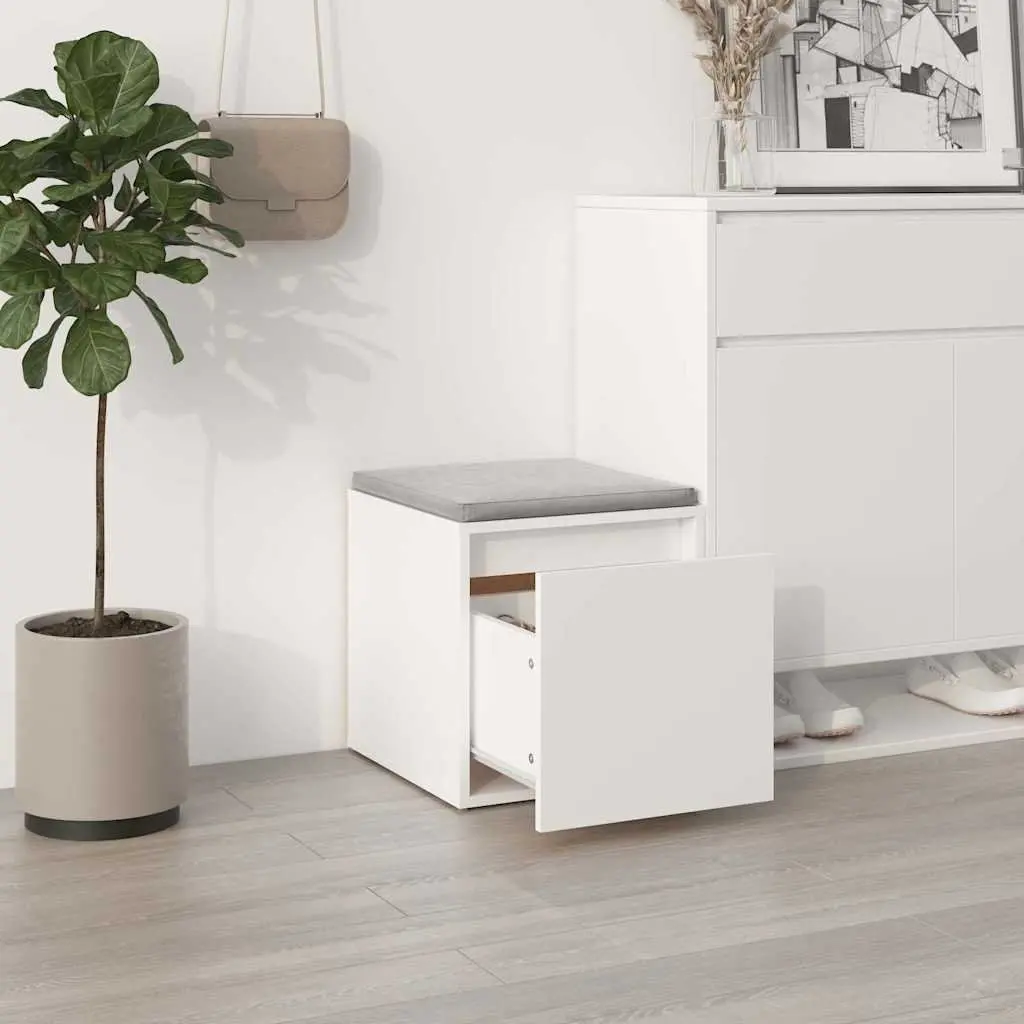 White Storage Chest Box Drawer Engineered Wood Bedroom Organiser 40.5x40x40cm