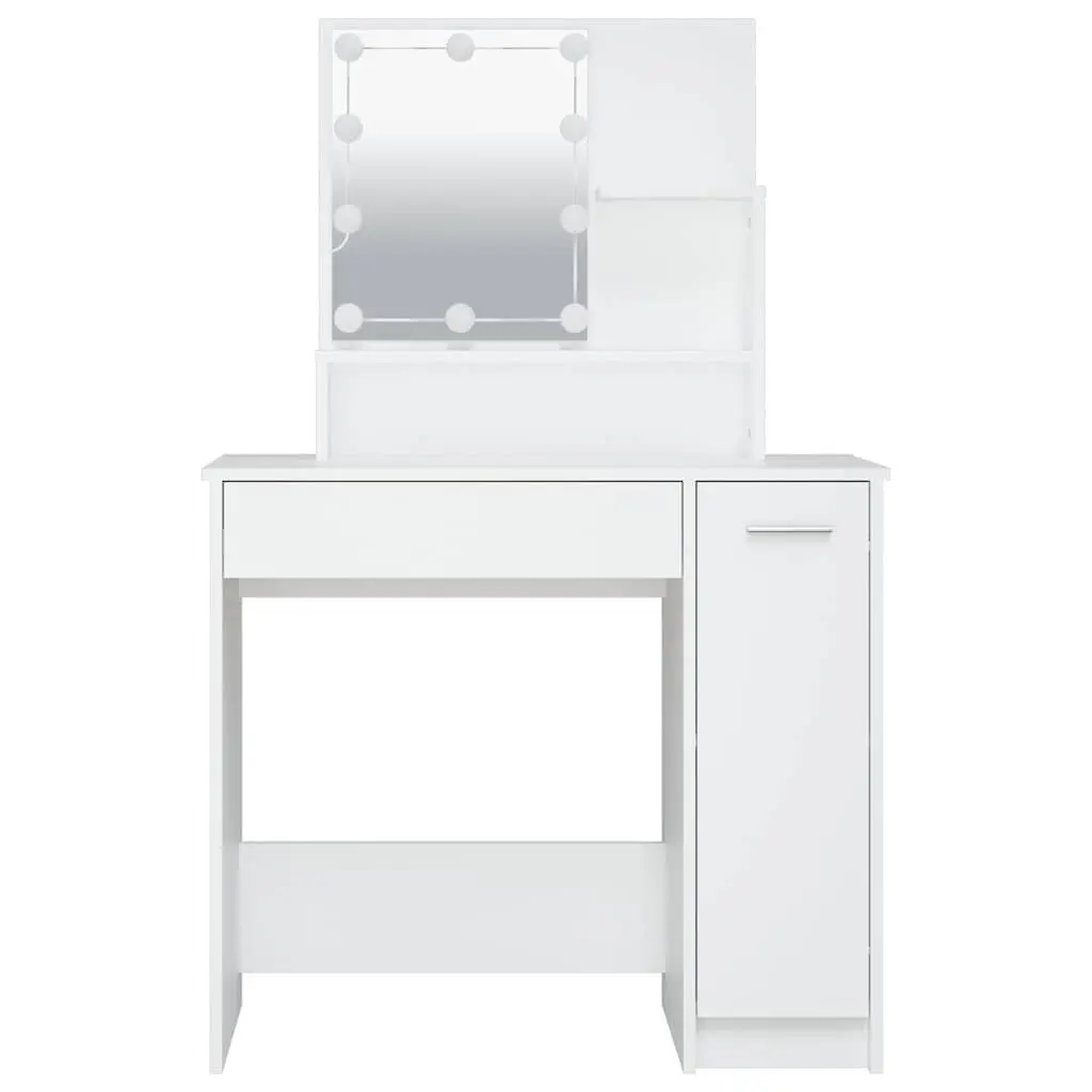 White Dressing Table with LED Mirror Lights Makeup Vanity Desk Bedroom Furniture