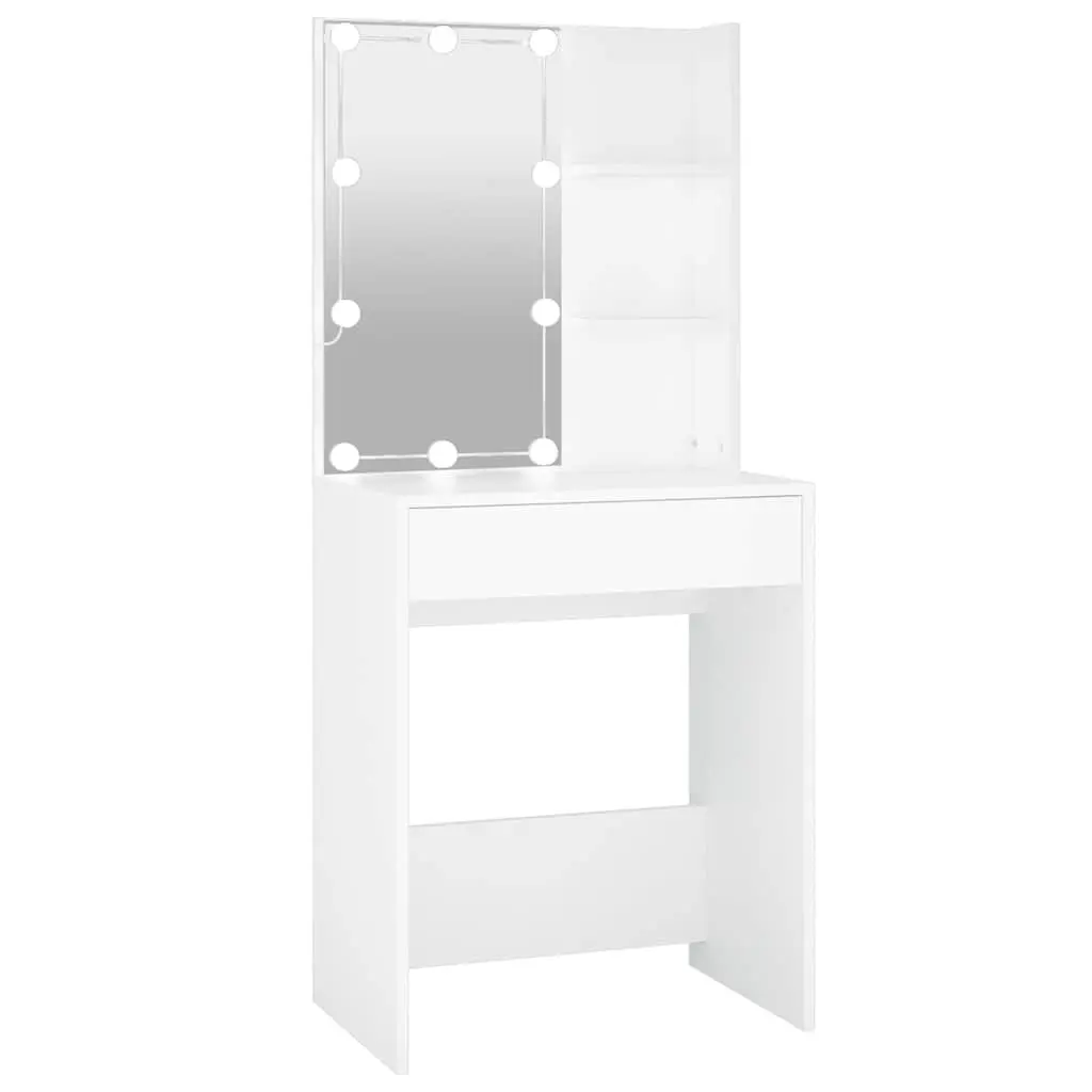 Dressing Table White Modern LED Mirror Lights 60 x 40 x 140 cm