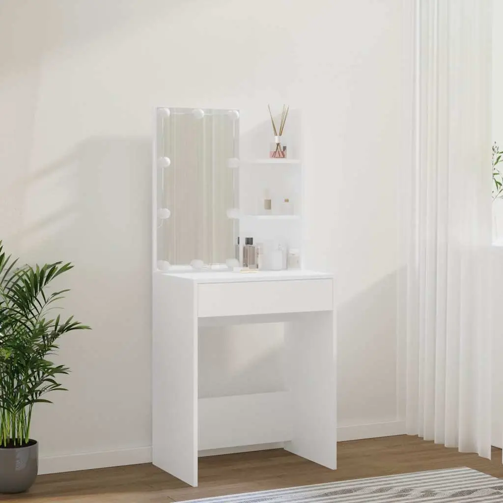 Dressing Table White Modern LED Mirror Lights 60 x 40 x 140 cm