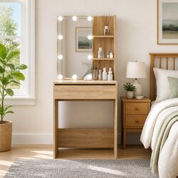 Your Friendly Sonoma Oak Makeup Vanity with LED Mirror