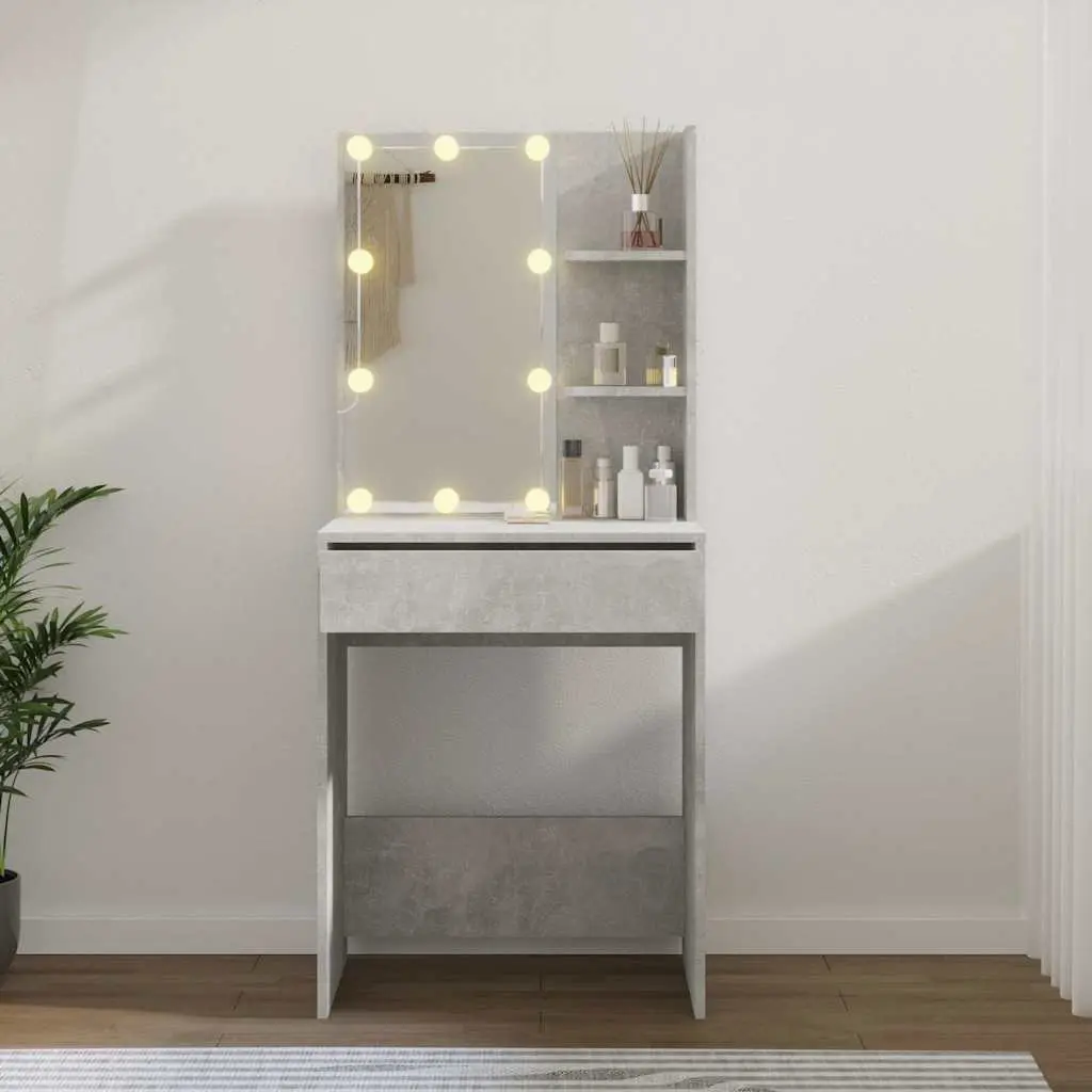 Dressing Table LED Mirror Grey Makeup Vanity 60W x 40D x 140H cm