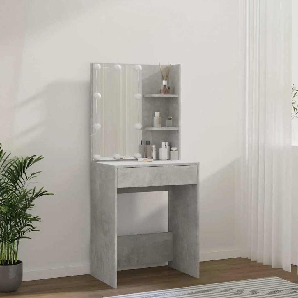Dressing Table LED Mirror Grey Makeup Vanity 60W x 40D x 140H cm