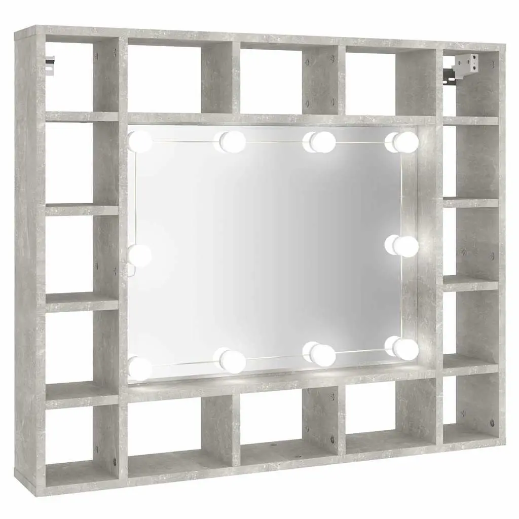 Bathroom Cabinet LED Mirror Grey Wall-Mounted Storage 91 x 15 x 76.5 cm