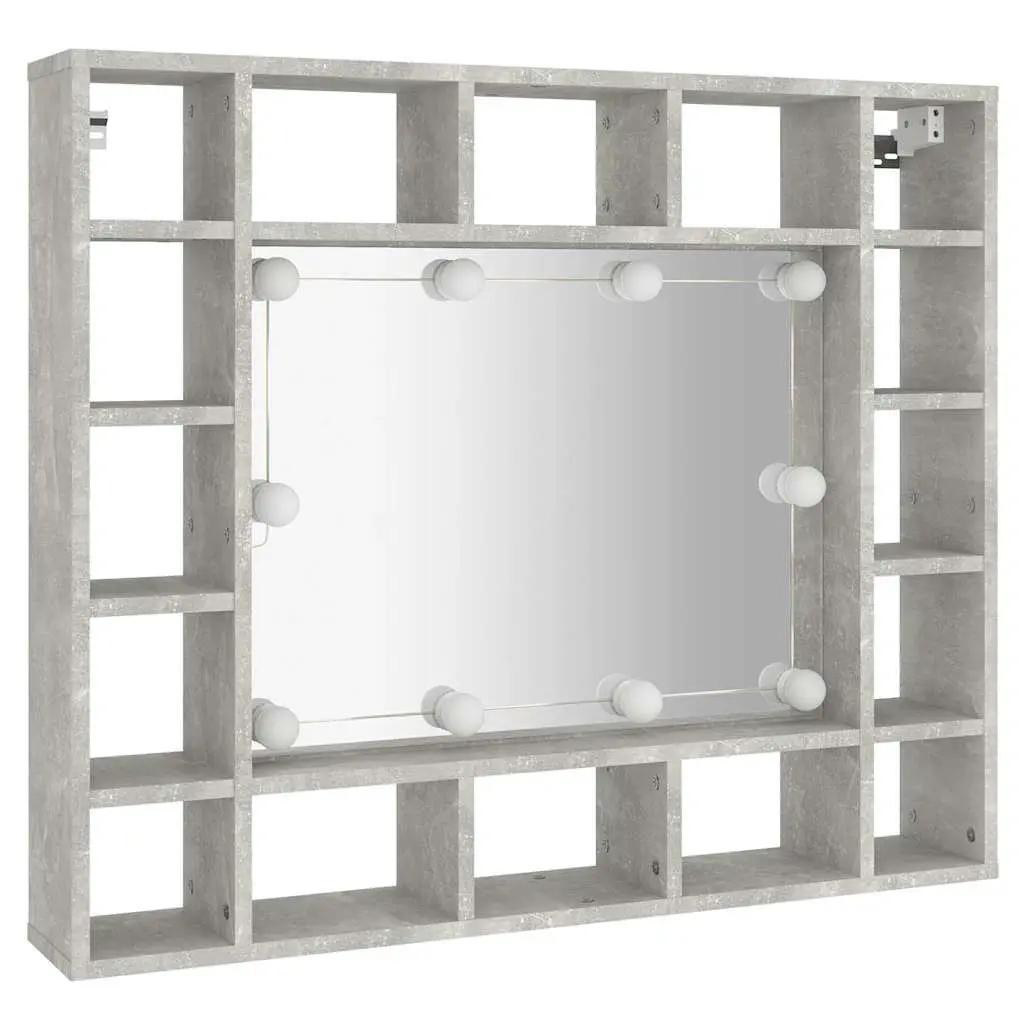 Bathroom Cabinet LED Mirror Grey Wall-Mounted Storage 91 x 15 x 76.5 cm