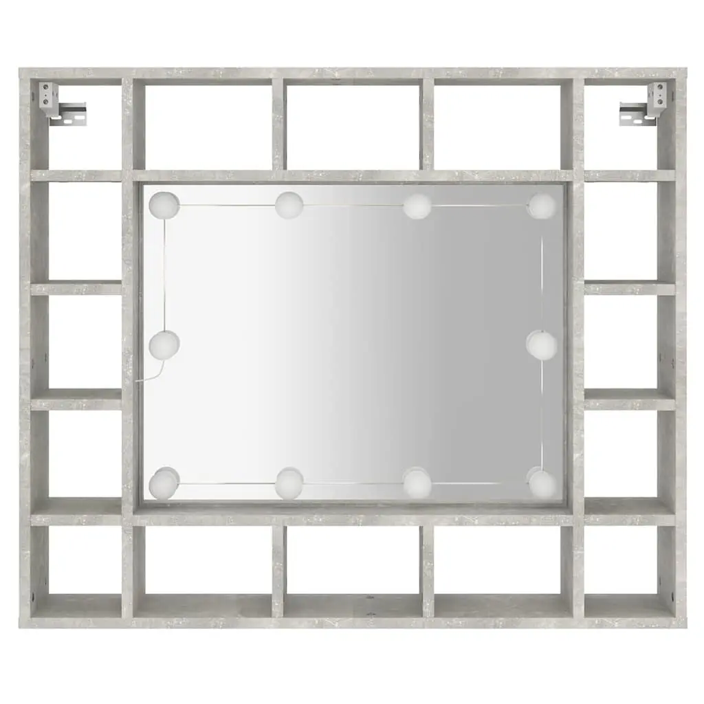 Bathroom Cabinet LED Mirror Grey Wall-Mounted Storage 91 x 15 x 76.5 cm