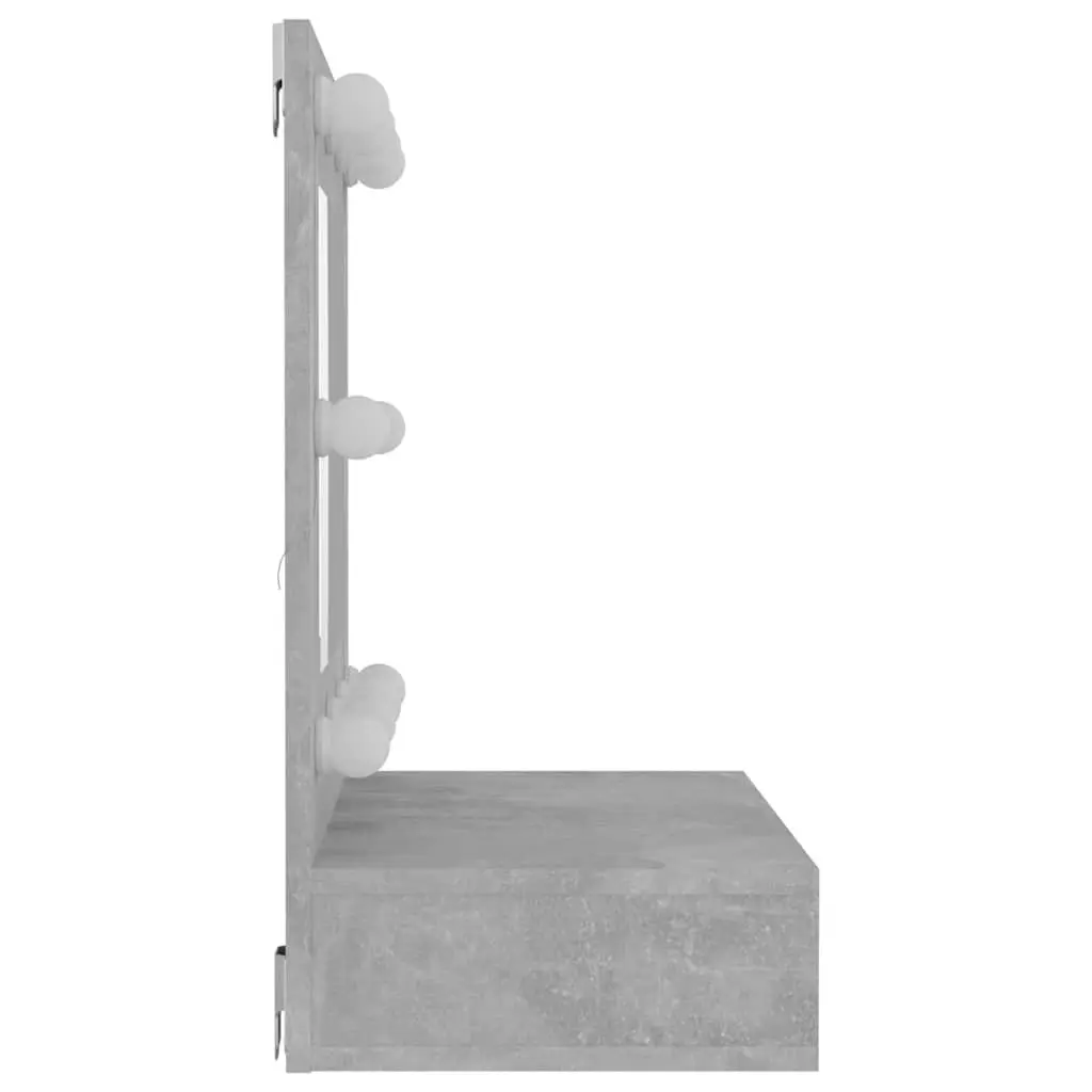Bathroom Cabinet LED Mirror Unit Grey 60 x 31.5 x 62 cm Wall Mounted Storage Shelves