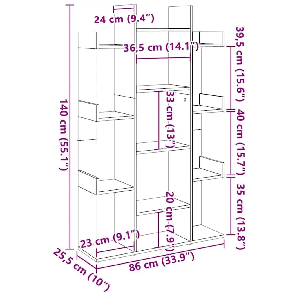 Book Cabinet White 13 Compartments Shelving Unit Storage Bookshelf Engineered