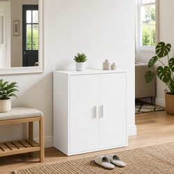 Your Go-To White Shoe Cabinet 60x35x70cm with 5 Shelves