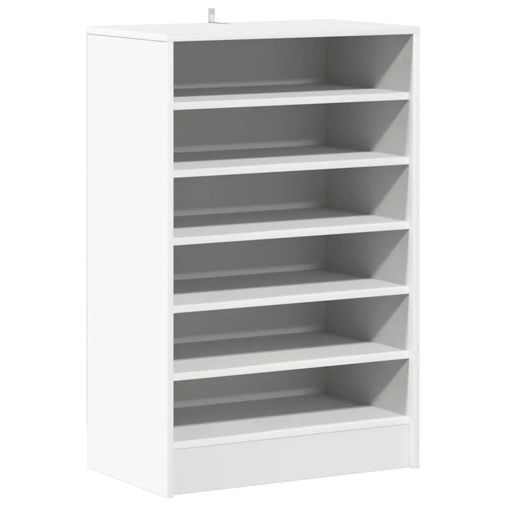 Shoe Cabinet Storage Organiser White Engineered Wood 7 Shelves Footwear Rack