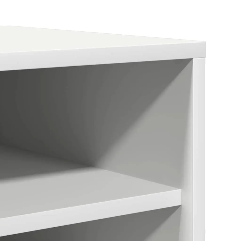 Shoe Cabinet Storage Organiser White Engineered Wood 7 Shelves Footwear Rack