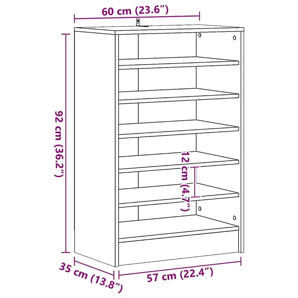 Shoe Cabinet Storage Organiser White Engineered Wood 7 Shelves Footwear Rack